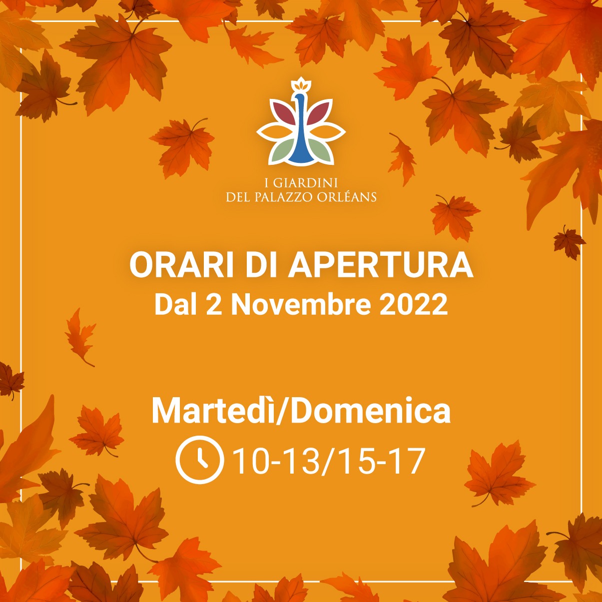 Dal 2 novembre 2022 nuovi orari di apertura